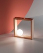 Immagine di Lumetto Decorativo Legno Quercia e Diffusore Sfera Vetro Led Kark Fabas