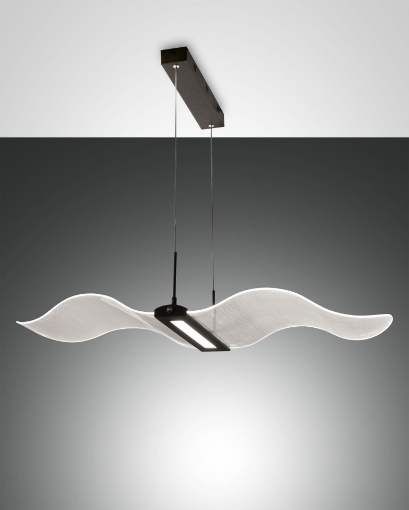 Immagine di Grande Lampadario Nero Design Ali Texture Led 40w Dimmer Step Fenice Fabas