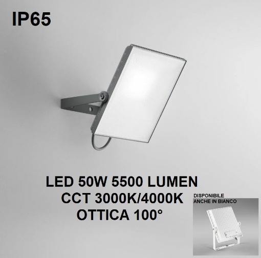 Immagine di Faro Proiettore Led Per Esterni 50w CCT Luce Selezionabile IP65 Axel Intec Light