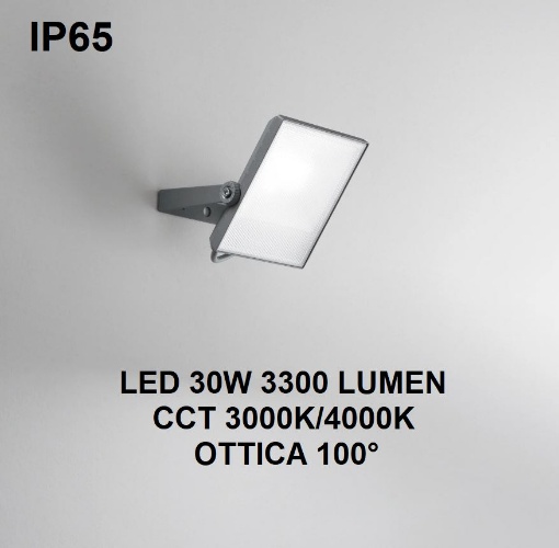 Immagine di Faro Per Esterni Grigio IP65 Led 30w CCT Luce Selezionabile Axel Intec Light