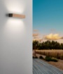 Immagine di Applique Rettangolo Legno Teak Emissione Led Sopra e Sotto Hazel IP65 Fabas