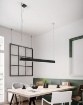 Immagine di Grande Lampadario Lineare Nero Led Sopra e Sotto Push Dimmer Next per Studio Fabas