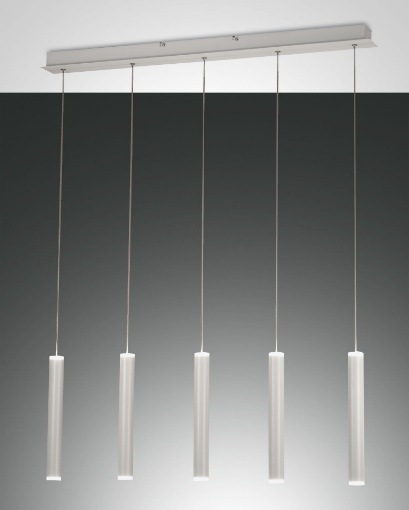 Picture of Lampadario Bianco 5 Luci Led in Linea per Isola Cucina Prado Fabas