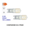 Immagine di Lampadina G9 LED 2.2W 3000k Luce Calda 190 Lumen Ottica 360 Gradi - 2 PEZZI