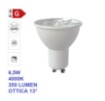 Immagine di Lampadina GU10 LED 6.5w 4000k Luce Naturale 350 Lm Ottica 13° Fascio Stretto