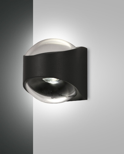 Immagine di Applique da Esterno Sfera Doppia Emissione Led Remy Nero IP65 Fabas