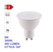 Immagine di Lampadina GU10 LED 6w 3000k Luce Calda 490 Lumen Ottica 100°