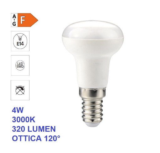 Picture of Lampadina LED E14 R39 4W 3000k Luce Calda 320Lm Testa Piatta