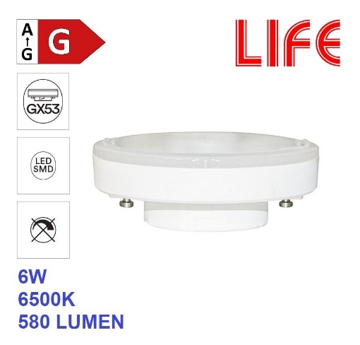 Immagine di Lampadina Led GX53 7W 6500K 580Lm Ottica 120° Luce Bianca Fredda Life