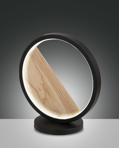 Immagine di Lampada Led Touch da Tavolo Decorativa Metallo Nero e Legno Pierre Fabas