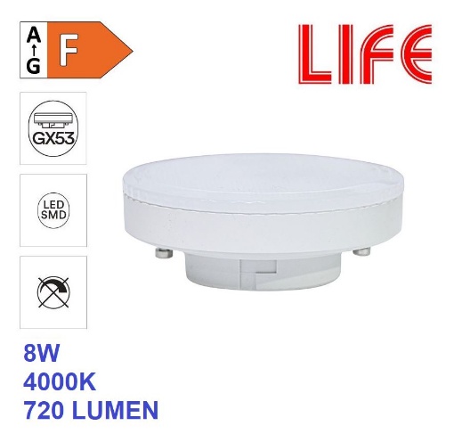 Immagine di Lampadina Led Gx53 8W 4000K 720Lm Ottica 110° Luce Naturale Life