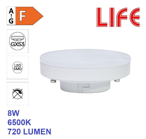 Picture of Lampadina Led Gx53 8W 6500K 720Lm Ottica 110° Luce Fredda Life Electronics