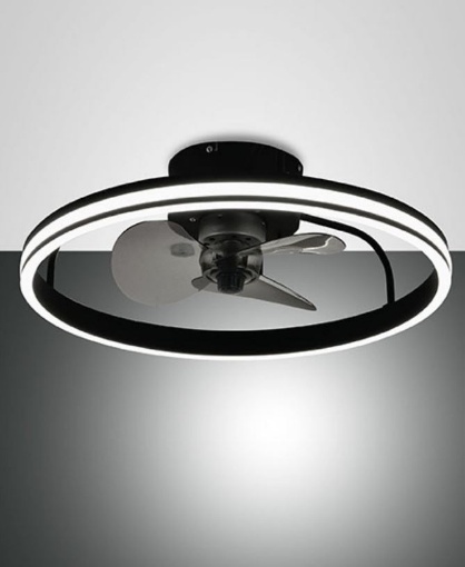 Immagine di Plafoniera Ventilatore Rotondo da Soffitto Led 40w CCT Relais Nero Fabas