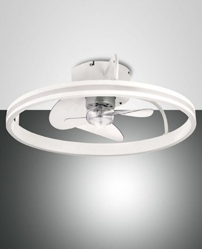 Immagine di Ventilatore Bianco Moderno da Soffitto Led CCT con Telecomando Relais D.50 cm Fabas