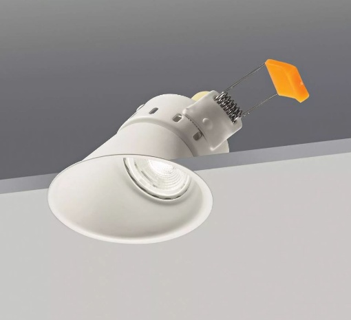 Immagine di Faretto Inclinato Da Incasso Rotondo Ottica 45° Per Controsoffitto Bianco GU10 Isyluce 714