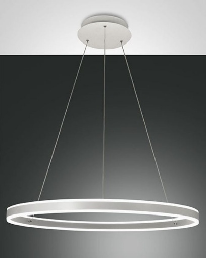 Immagine di Sospensione Anello Bianco D.80 cm Palau Led 64w Dimmer Fabas