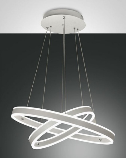 Immagine di Lampadario Design 2 Anelli Bianchi Led 108w Dimmer Palau Fabas