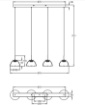 Picture of Sospensione Penisola 4 Paralumi Vetro Fumé in Linea Lucille Led CCT Step Dimmer Fabas