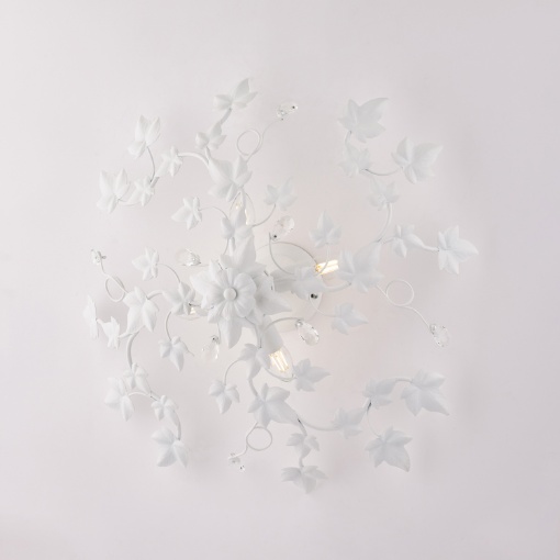 Picture of Plafoniera 4 Luci Ferro Battuto Bianco Shabby con Gemme Cristallo Edera Be Light