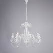 Immagine di Lampadario Bianco Shabby 8 Luci Ferro Battuto e Catene Decorative Strass Damasco Be Light