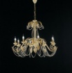 Picture of Lampadario 8 Bracci Ferro Battuto con Catene Strass Damasco Avorio Oro Be Light