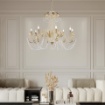 Picture of Lampadario 8 Bracci Ferro Battuto con Catene Strass Damasco Avorio Oro Be Light