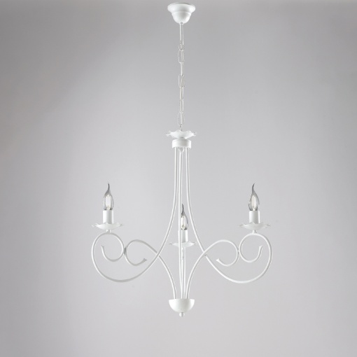 Immagine di Lampadario 3 Luci Ferro Battuto Bianco Shabby Chic  Alma Be Light