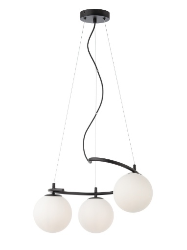 Immagine di Lampada A Sospensione Da Tavolo Design Curvo Nero Tre Sfere Vetro Volley Smarter