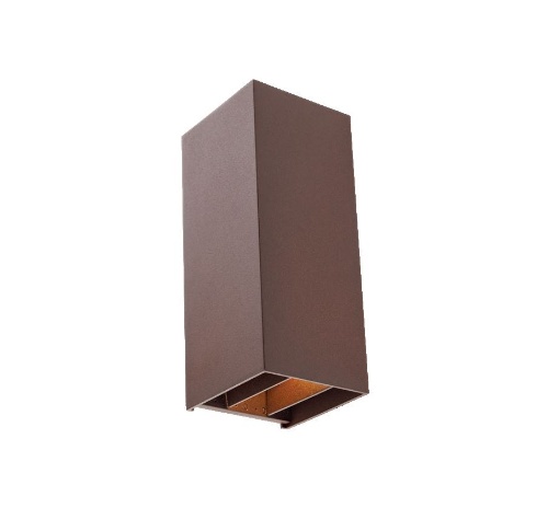 Immagine di Applique Da Esterno Squadrata Led CCT Luce Regolabile Sopra Sotto Corten Sonny Smarter