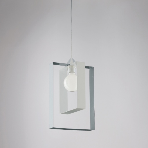 Immagine di Sospensione Singola Design Doppio Quadrato Bianco e Grigio Duplo Ø25 cm Be Light