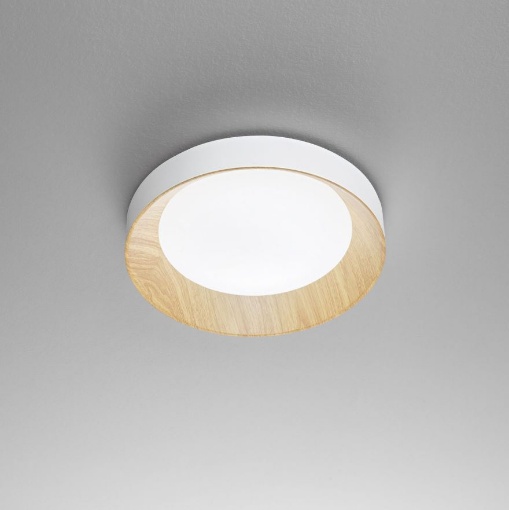 Immagine di Plafoniera Rotonda Metallo Effetto Legno Led 23w Luce Regolabile CCT Arka Fan Europe