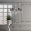 Immagine di Lampadario Bianco Shabby Chic Lucy 5 Paralumi Tortora Be Light