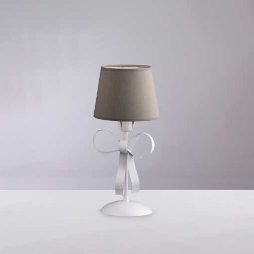 Immagine di Lumetto Fiocco Bianco Shabby con Paralume Tortora Lucy Be Light 