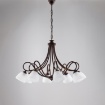 Immagine di Grande Lampadario Rustico con Bracci 8 Luci Dallas Ferro Battuto Nero Ruggine Be Light