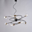 Immagine di Lampadario Design Moderno 8 Luci Metallo Nero e Ottone Vortex Be Light