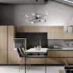 Immagine di Lampadario Design Moderno 8 Luci Metallo Nero e Ottone Vortex Be Light