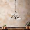 Immagine di Lampadario Rustico 5 Luci Ferro Battuto Marrone Decoro Oro Alice Be Light