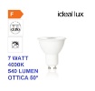 Immagine di Lampadina GU10 Led 7w 4000k 540Lm Luce Naturale CRI90 Ottica 50° Ideal Lux