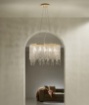 Immagine di Lampadario Per Salotto Oro Con Catenine Pendenti Cristallo Breeze Fan Europe