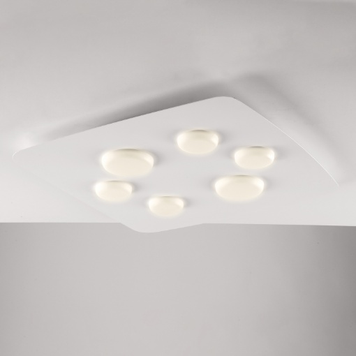 Immagine di Plafoniera Squadrata 6 Led Design Moderno Megan Bianco 65x65 cm Be Light