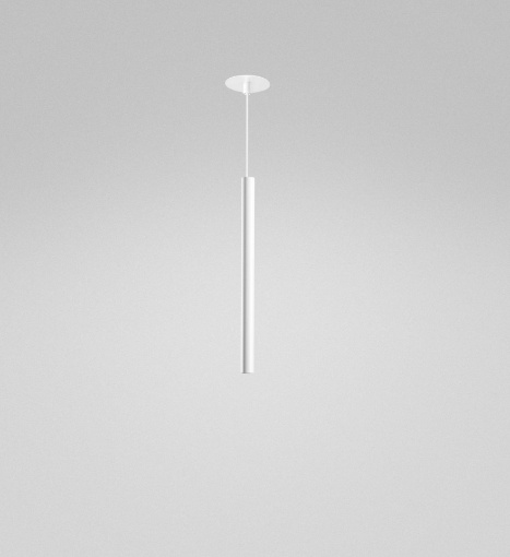 Immagine di Sospensione Led Da Incasso Cilindro Bianco 35cm Pendente Per Penisola Thalassia Gea Luce