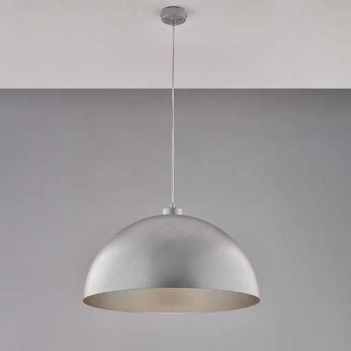 Immagine di Lampadario A Sospensione Campana Metallo Argento 50 cm Marcus 1xE27 Be Light