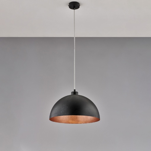 Immagine di Sospensione Cucina Paralume Metallo Nero Rame Marcus Ø35 cm Be Light 