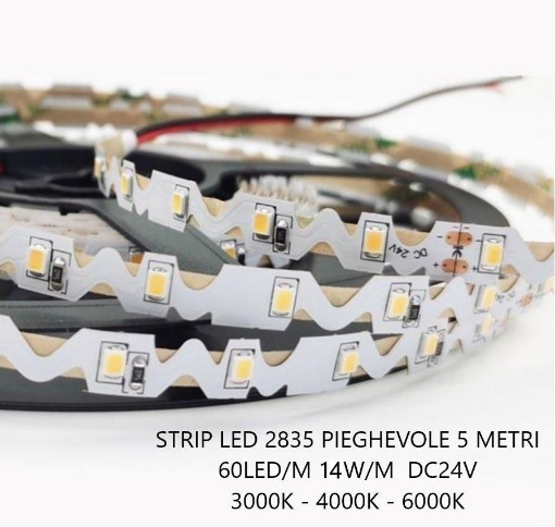 Immagine di Bobina Strip Led 5mt Pieghevole 60Led/m 14w/m DC24V IP20 Intec Light