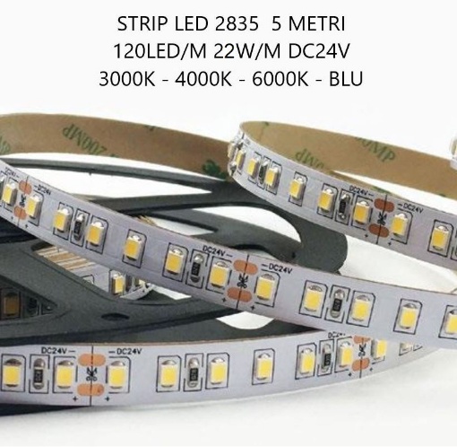 Immagine di Bobina Strip Led 5 Mt 22w/m 120Led/m DC24V CRI90 IP20 Intec Light