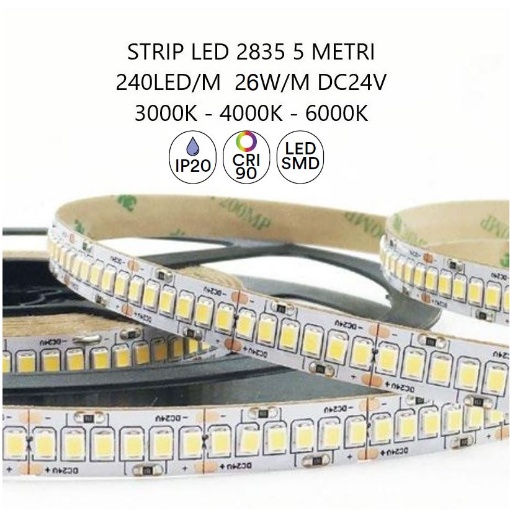 Immagine di Bobina Strip Led 5 Mt 26w/m 240Led/m DC24V IP20 Intec Light