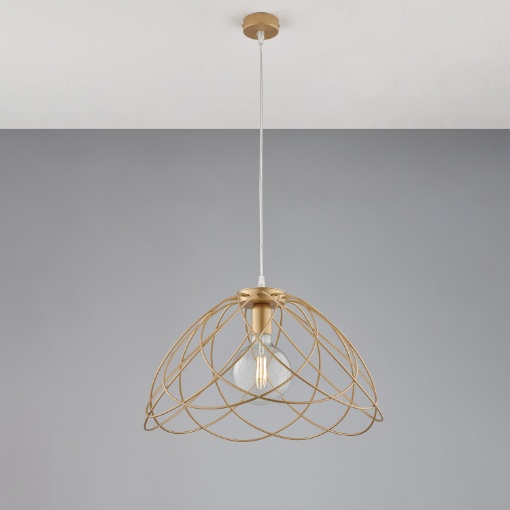 Immagine di Lampadario Paralume Ferro Battuto Oro Antico Pagoda 1xE27 Be Light