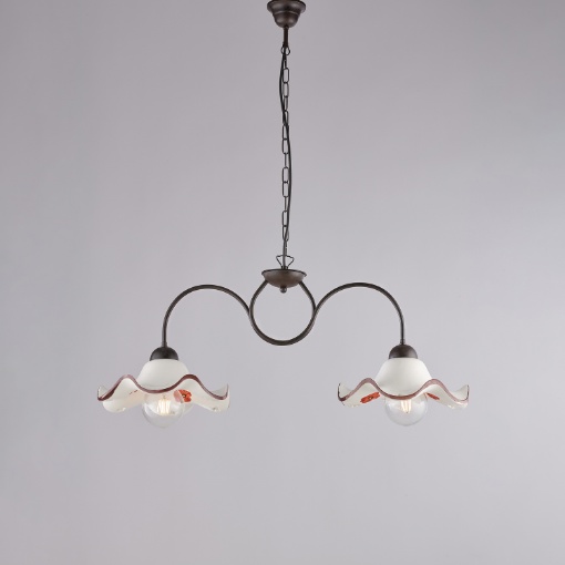 Immagine di Bilanciere Ruggine con Paralumi in Ceramica Decorata a Mano Anemone Be Light 