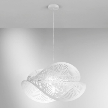 Immagine di Lampadario Soggiorno Doppia Vela Metallo Curvo Decoro Foglie I-RHEI-LEAF-S5060 Fan