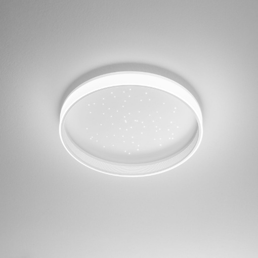 Immagine di Plafoniera Bianca Cielo Stellato LED 50w CCT Dimmerabile Con Telecomando Wish Fan